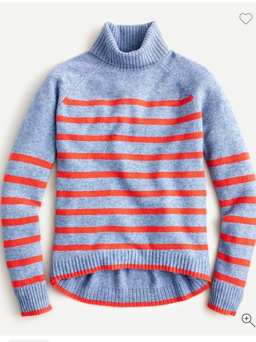 J. Crew Tipped Turtleneck Sweater Blue & Orange Stripe Supersoft Wool Alpaca